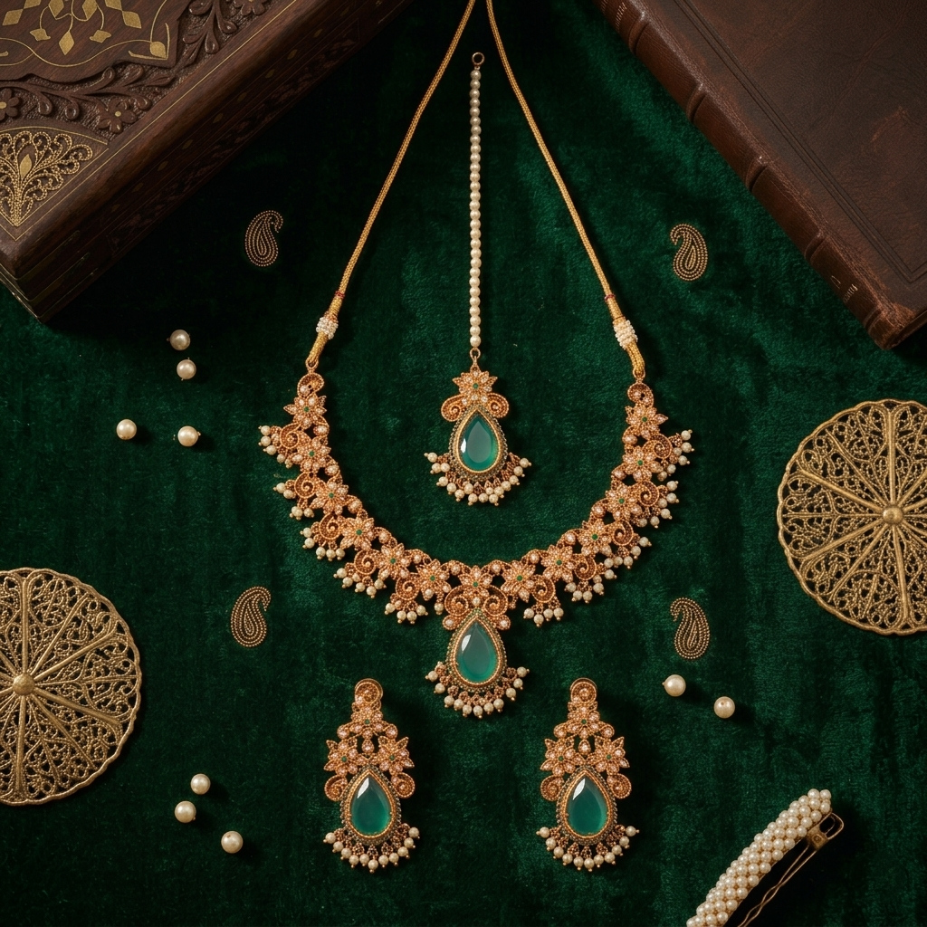 Emerald Green Dewdrop Pearl Set